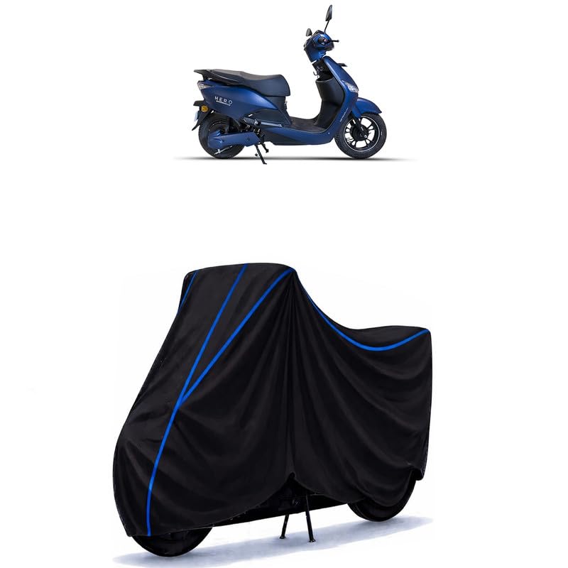 Image of Scooty Cover Water Resistant for Electric Optima CX | Universal Scooter & Bike Cover | Heavy Duty UV Dust, Rain & Scratch Protection | Elastic Fit All Weather Indoor Outdoor | Black with Blue Piping