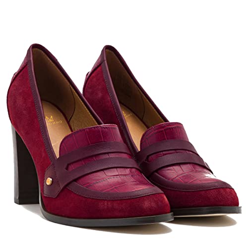 Image of MOOMMO Women Chunky Block Heel Pumps Closed Round Toe Slip On Oxford Loafers Shoes High Heels Snakeskin Work Pump Suede Loafer for Office Ladies Classic Formal Business Professional Fall 4-13 M US