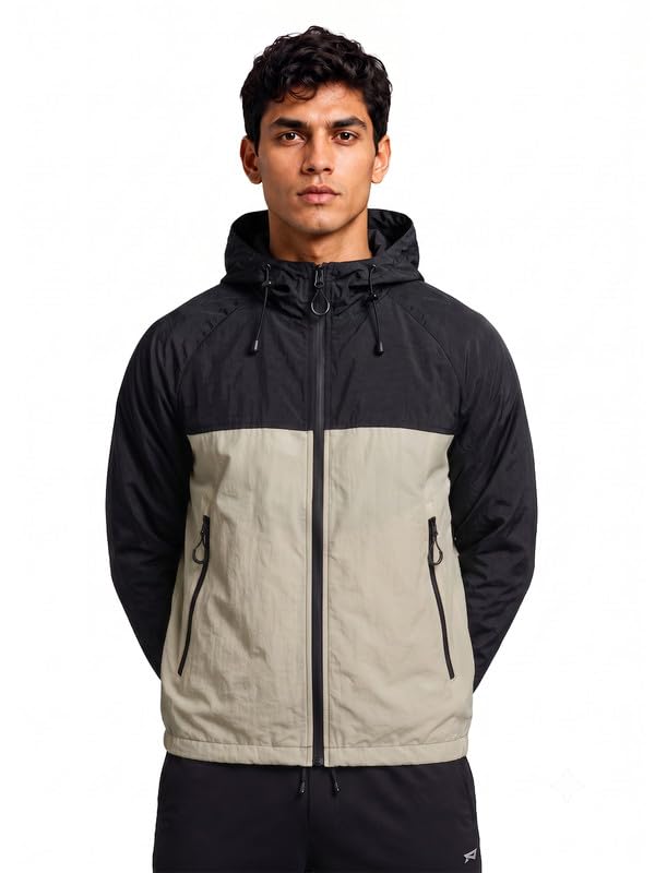 Image of CHKOKKO Windcheater Jacket For Men With Hood UPF 50+ UV Sun Protection | Lightweight Breathable Water-Repellent Windbreaker | Nylon Fabric Outdoor Running Biker Dailywear Jacket