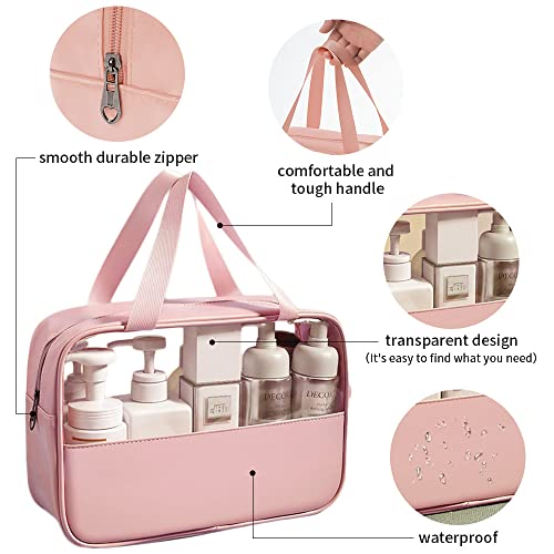 Toiletry Bag For Women Clear Travel Toiletry Bag Travel Makeup Bag Hanging Toiletry Bag For Men Toiletry Bags For Traveling Women Travel Bag For Toiletries Transparent Set(Pink) #TOP4