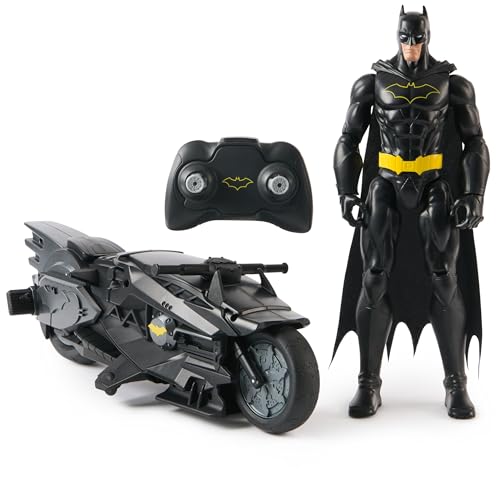 Spin Master DC Comics - Batcycle RC + Figurine Batman 30 Cm - Batman Figurine Articulée - Créez Vos Propres Combats Masqués - Super Héros - Jouet À...
