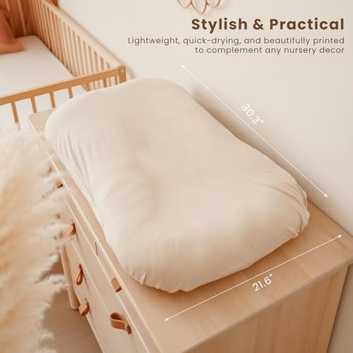Image of Konssy 2 Pack Baby Lounger Cover, Stretchy Soft Infant Lounger Cover | For Baby Boys and Girls, Cover Set Only. Soft Breathable Fabric, Envelope Closure, Machine Washable, Clay and Beige