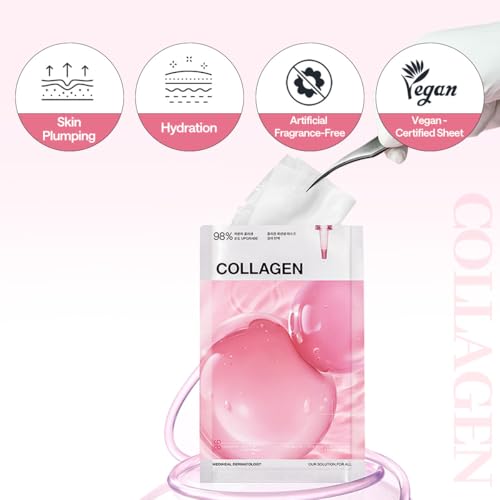 Image of MEDIHEAL Collagen Essential Sheet Mask (1 Sheet) Firming & Hydrating Korean Face Mask with 98% Vegan Collagen, Peptides & Hyaluronic Acid, Skin Elasticity, K-Beauty Facial Mask for Smooth & Plump Skin