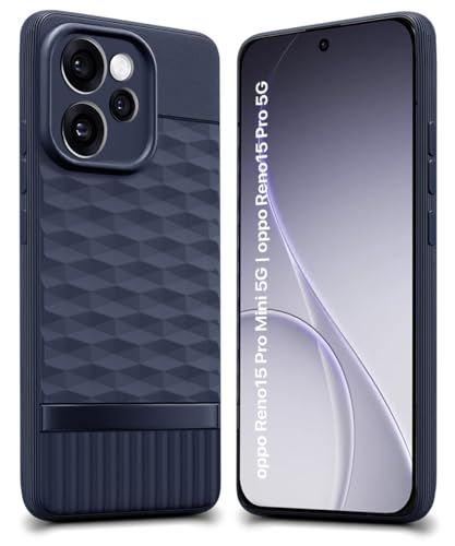 Image of WOW IMAGINE Back Cover for Oppo Reno 15 Pro 5G | Reno 15 Pro Mini 5G with Hexa Cube Design | Ultra Slim Soft Rubberised Case | Inner Velvet Fabric | Flexible Mobile Case | Camera Protection - Blue