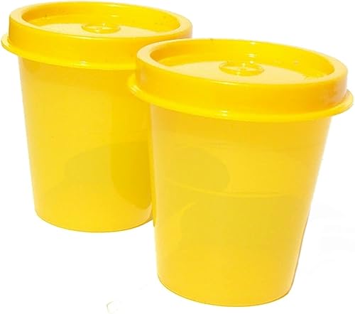 Tupperware Minis Midgets - Juego de 2 recipientes de almacenamiento en color amarillo limón