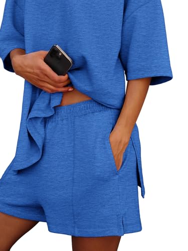 Image of COCCKO Womens Shorts Sets Matching Lounge Two Piece Outfits Summer Cute Casual Vacation Short Sleeve 2 Piece Set
