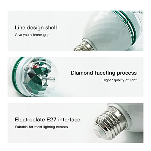 Sunetary E26 E27 Led Rotating Disco Ball Light Bulb, 3W Rgb Lightbulbs Strobe Light Bulb Multi Color Changing Spinning Lights For Dj Parties, Birthday, Club, Bar, Disco, Halloween, Christmas #TOP3