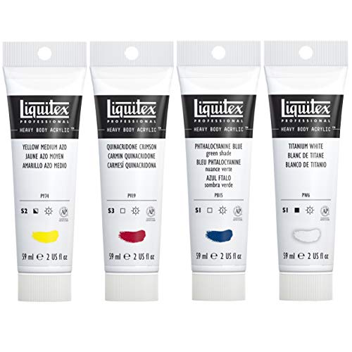 Liquitex Professional Heavy Body Acrylic Paint, 4 X 59Ml (2-Oz) Mixing Primary Color Set #TOP1