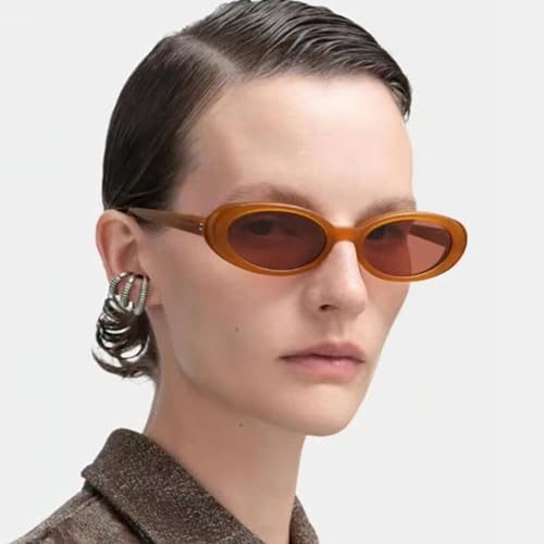Image of Retro Oval Sunglasses for Women Men 90s Style Vintage Small Sun Glasses UV400 Protection Shades
