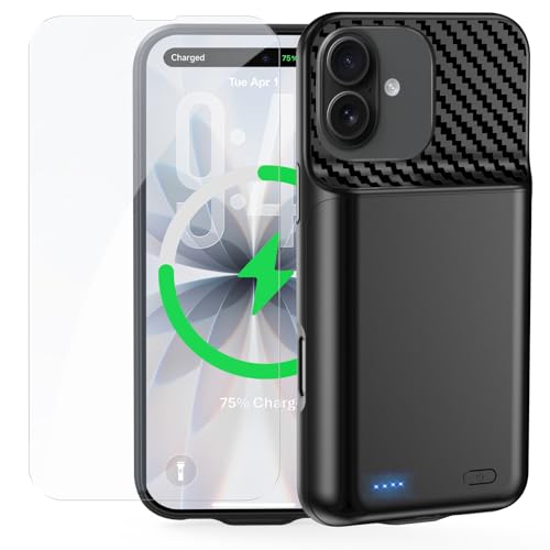 Battery Case for iPhone 16 pro (6.3 inch) for iPhone 17 13800mAh Charging Case 2026 Upgraded Portable Battery Pack Rechargeable External Charger Case with Tempered Glass Screen Protector