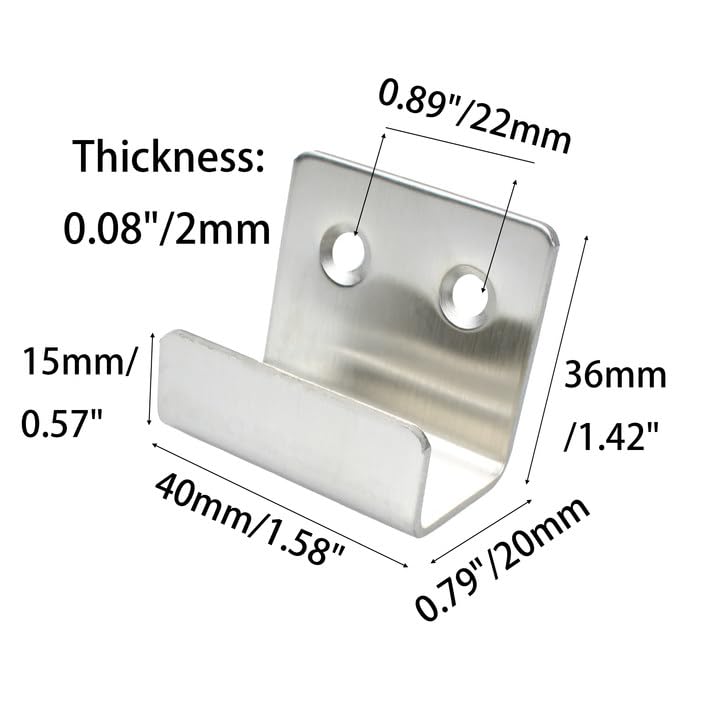 Image of 12 Pcs Stainless Steel Tile Display Hanger, Heavy Duty Wall Mounted Bracket Hooks for Ceramic Tiles, Mirrors, Picture Frames, Silver, 0.79 inch Inner Width