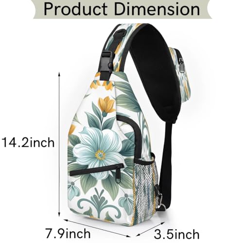 Bolso tipo sling unisex con diseño floral y múltiples bolsillos miniatura 2