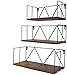 Amazon Brand - Umi Estanteria de Pared de Madera Maciza, Estante Flotante Rustico con Metal, Organizador Colgante para Dormitorio, Cocina, Salon y Baño, Set de 3