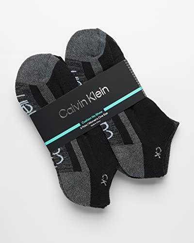 Image of Calvin Klein Womens No Show Socks - 6 Pack Breathable Cotton Blend Athletic Performance Low Cut Running Socks for Women