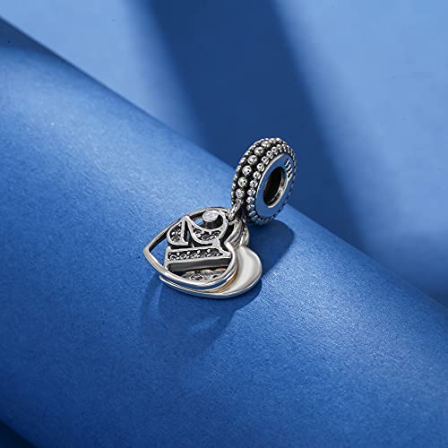 Image of ARTCHARM 16 18 21 30 40 50 60 Meaningful Number Charm 925 Sterling Silver Cubic Zirconia Bead Gift for Happy Birthday Anniversary Mother's Day