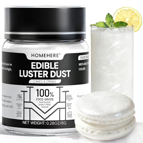 HomeHere Edible Luster Dust Food-Grade Glimmer Powder Glitter for Cake Decorating 8g, Edible Sprinkle Glitter for Cocktails Drinks Baking Candy Dessert Chocolate Vegan Tasteless