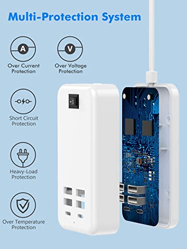 Usb Charger, Flymic 6 Port Usb Charger Station For Multiple Devices Usb Power Strip Usb C Charger Block Usb Charging Hub For Iphone 14/13 Pro Max/13 Pro/13,Ipad Pro,Switch, Galaxy S21 (White) #TOP4
