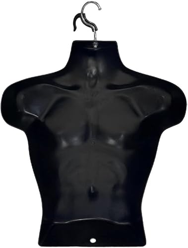 Miniatura 3 de DBM IMPORTS Camiseta colgante negra moldeada masculina Forma Cuerpo Maniquí Torso Display 23" H