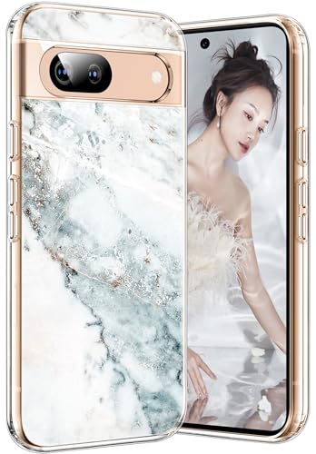 Coque Pixel 8 Pro marbre en silicone TPU transparent souple antichoc de 6,7 pouces coloris neige