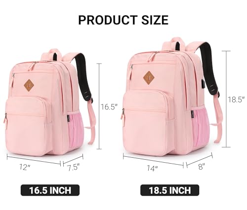 Image of ZORFIN 36L Backpack for College, and Travel: Water Resistant Bookbag with 8 Compartments - Pink