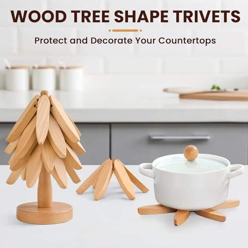 Wooden-Tree-Trivet-Tree-Shape-Trivets-Set-4-Wooden-Trivets-1-Stand-Like-a-Christmas-TreeBeech-Wood-Trivets-for-Hot-Pots-Pans-Bowl-Teapot Wooden Tree Trivet Tree Shape Trivets Set 4 Wooden Trivets 1 Stand Like a Christmas TreeBeech Wood Trivets for Hot Pots Pans Bowl Teapot