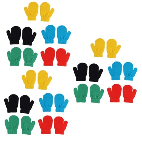 LIFKOME 3sets Boys Girls Winter Gloves Full Finger Kid Mittens Fleece Lined Warm Knitted Gloves Skin-friendly for Children 5pairs*3