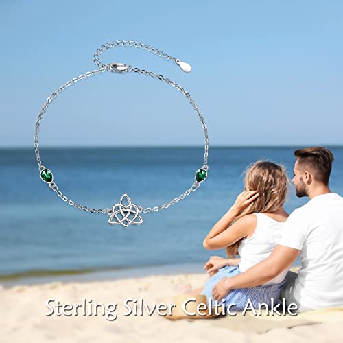 Image of VONALA Evil Eye Anklet 925 Sterling Silver Irish Celtic Knot /Witches Knot /Claddagh /Infinity Heart /Butterfly /Pineapple Chain Hotwife Anklet Foot Ankle Jewerly Gift for Women Mother Wife Sisters