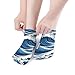 4TH N Women's 5-Pairs Casual Fashion Elastic Ankle Socks, Outdoor Sports Low Cut Sock for Office, Home, Daily Essentials (Japanese Ocean Sea Blue Wave)