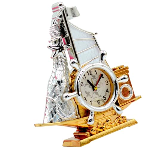 Cabilock Orologio da Tavolo Tema Nave Decorazione Orologio da Nave per Uso Domestico Ornamento da Tavolo Retrò