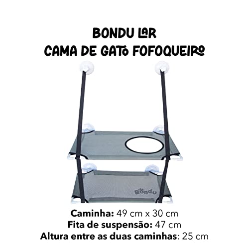 BONDU Cama Suspensa de Janela de Gato Fofoqueiro Um ou Dois Andares Preto ou Cinza (Dois Andares, Ci