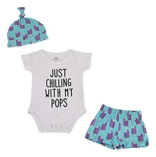 Unique Baby Boys Popsicle Print Onesie Shorts Cap 3 Piece Layette Set (12m)