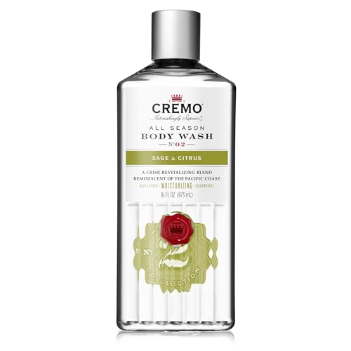 Cremo Sage and Citrus Body Wash, Men's Shower Gel for Body Skin Care Moisturising and Revitalising, 473 ml