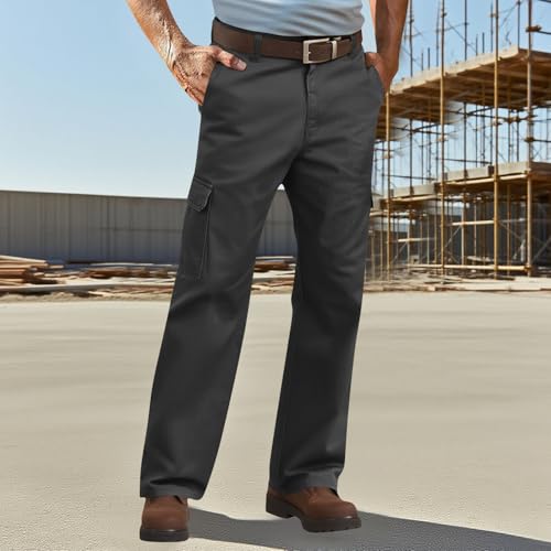 Cargo Pants for Men Straight Wide Leg Work Pant with Multi Pockets Fall Casual Solid Color Outdoor Hiking Trousers4