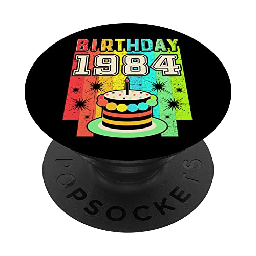 Born In 1984 Pop Socket para teléfono retro, divertido cumpleaños de 1984 PopSockets PopGrip Intercambiable