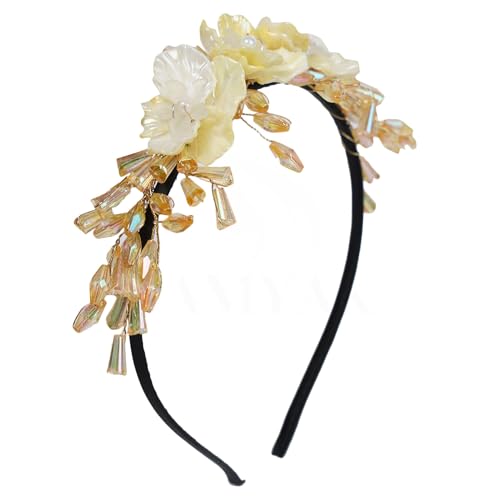 Image of Samyak Pearl & Crystal Hair Band Accessories For Women & Girls, Stylish Tiara Headband For Wedding Party Juda Bun Fashion For Bridal Hair Decoration Accessory