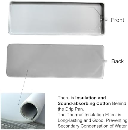 Air Conditer Condensate Drain Pan Indoor Outdoor Unit Water Collecting and Draina Drip Tray，Lar Metal Air Conditer Drip Pan with Drain Tubing - 48in Silver Drip Tray for Central &