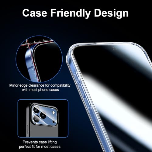 QHOHQ for iPhone 18 Pro Privacy Screen Protector, 9H+ Tempered Glass, 3+3P - image 7