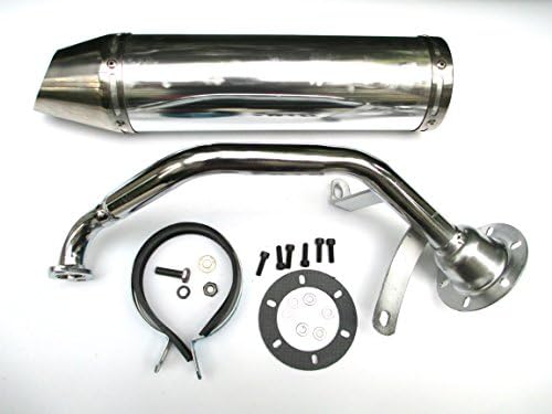 NEW! High Performance Exhaust System Muffler for GY6 139QMB QMB139 1P39QMB 4 Stroke 50cc 150cc Scooters (150CC, Silver)