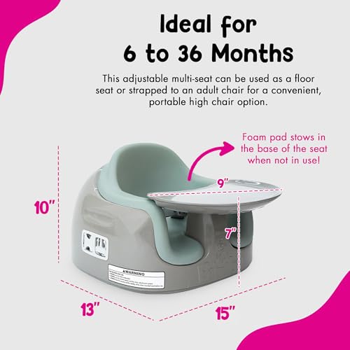 Image of Bumbo 2 Pack 3-in-1 Multi-Seat for 6 to 36 Months, Travel Baby Feeding & Play Floor Seat, All-in-One Portable Booster with Tray & Toddler High Chair, Breige /Agave