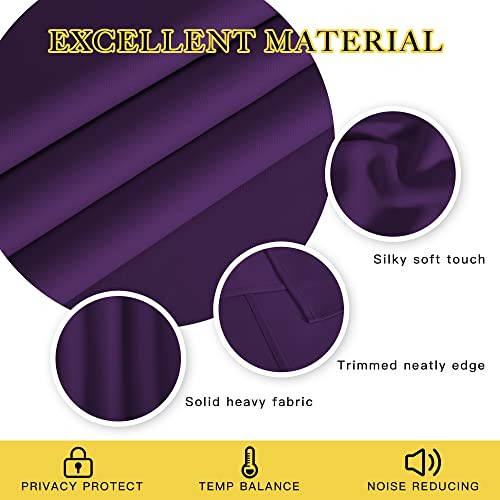 NICETOWN Bedroom Curtain Room Darkening Drapery 102 inches Length - Home Fashion Thermal Insulated Grommet Room Darkening Curtain for Living Room (Royal Purple, 1 Panel, 52 x 102 inches)