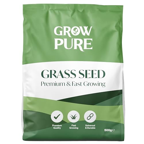 Grass Seed (500g Covers up to 30 sqm) Fast Growing Grass Seed for Quick Lawn Patch Repair and New Lawns. 500g Hard Wearing Suitable for Shade and UK Climate.