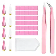Nail Art Rhinestone Picker Tool Kit, 12Pcs Diamond Painting Wax Pen Tips, Tweezers, Rhinestone Tray & Wax Pads for DIY Nail Gems, Crystals, Beads, Manicure, Crafts & Bedazzling