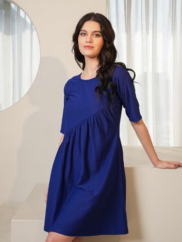Image of Purvaja Women's Solid Half Sleeve Mini Dress