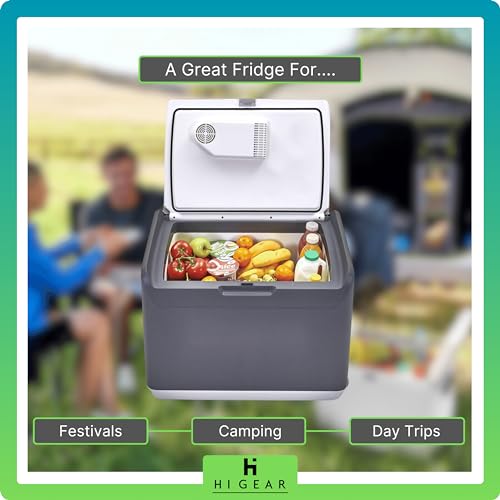Hi-Gear Thermec Portable Fridge with Carry Handle & Wheels, Electric Cooler Box with Thermoelectric Cooling, 12V Car Plug /240V Mains, Ideal for Camping & Festivals (Grey, 45 Litre) - Image 6