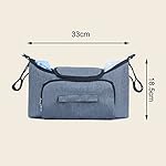 Buggy Organiser Pushchair Water-Repellent Buggy Organiser including 2 Insulated Cup Holders,Shoulder Strap, Insulated Bag Attachment Hookand and Large Storage Space Kinderwagen Organizer (Grau)