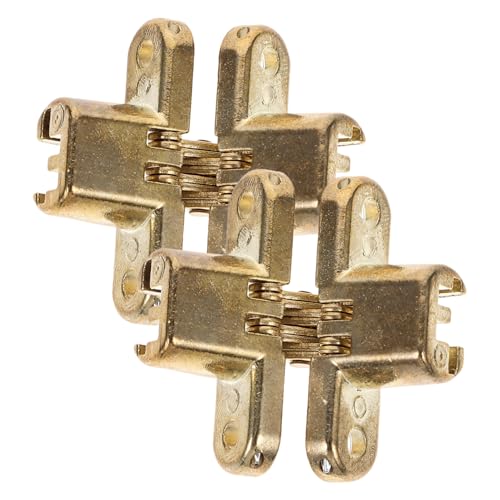 Holibanna 2pcs Zinc Alloy Concealed Hinges for Cabinets Heavy Duty Recessed Door Hinges Silent Cross Design Ultra-Thin for Furniture and Dining Tables