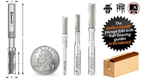 Image of Amana Tool - 47223-S Miniature Flush Trim Plunge Template 1 /4 Dia x 1 /4 x 1 /8 inch Shank