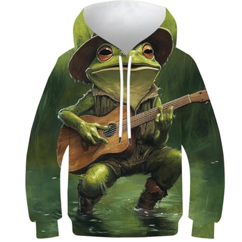 Sweat grenouille enfant chaud et épais avec poches et imprimé 3D
