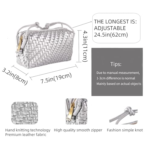 Image of Woven Crossbody Bag for Women,Small Handbag Cute Purse Vegan Leather Handmade Shoulderbag,Lightweight Tote Bag with Strap