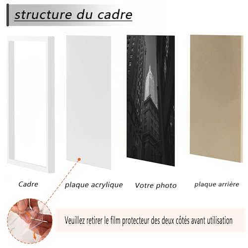 Cadre A1 noir (lot de 3) grand format pour affiche murale horizontale ou verticale - 4